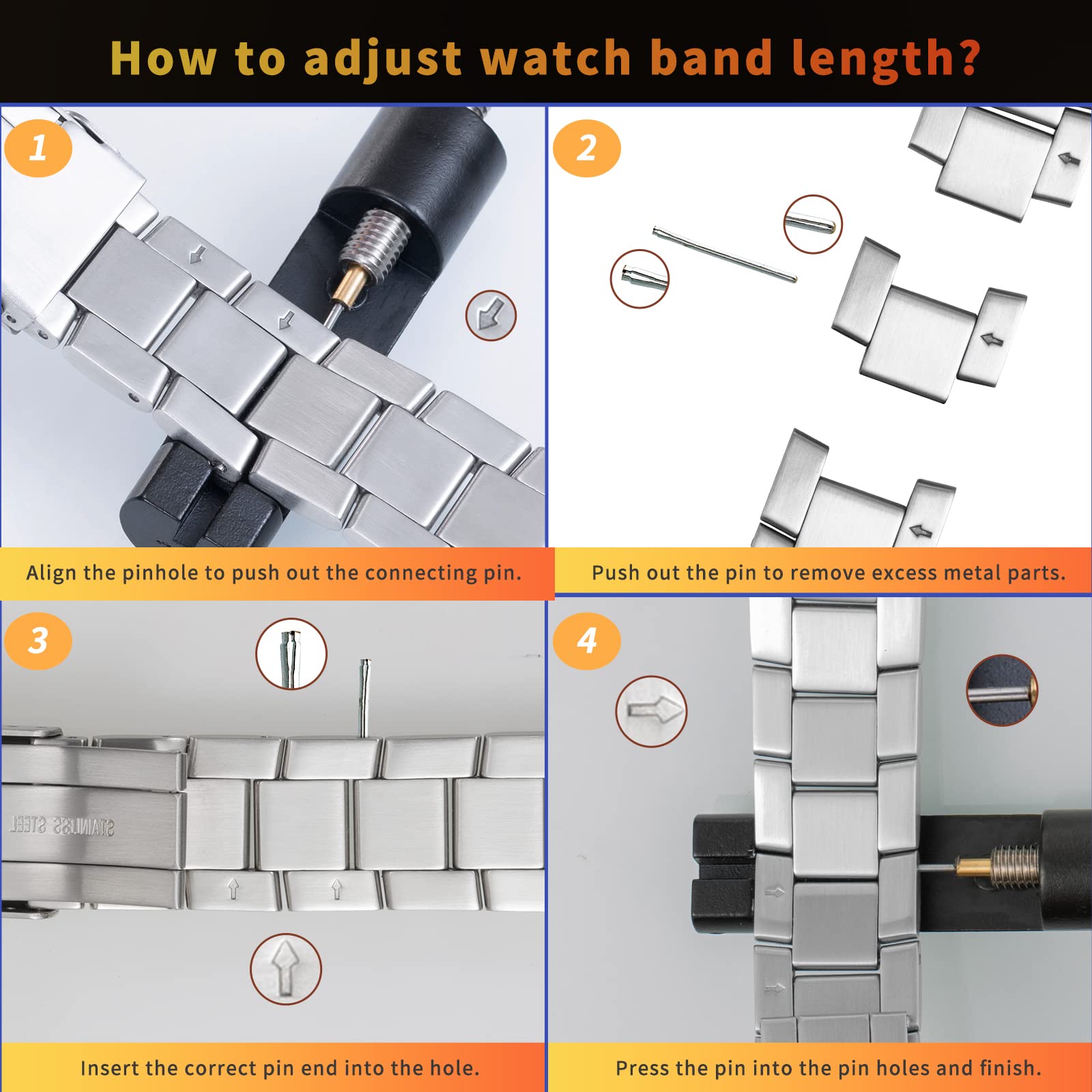 BERNY 20mm Stainless Steel Watch Bands Premium Solid Metal Watch Bracelet Straps for Men Women with Straight End Security Deployment Buckle - Image 4