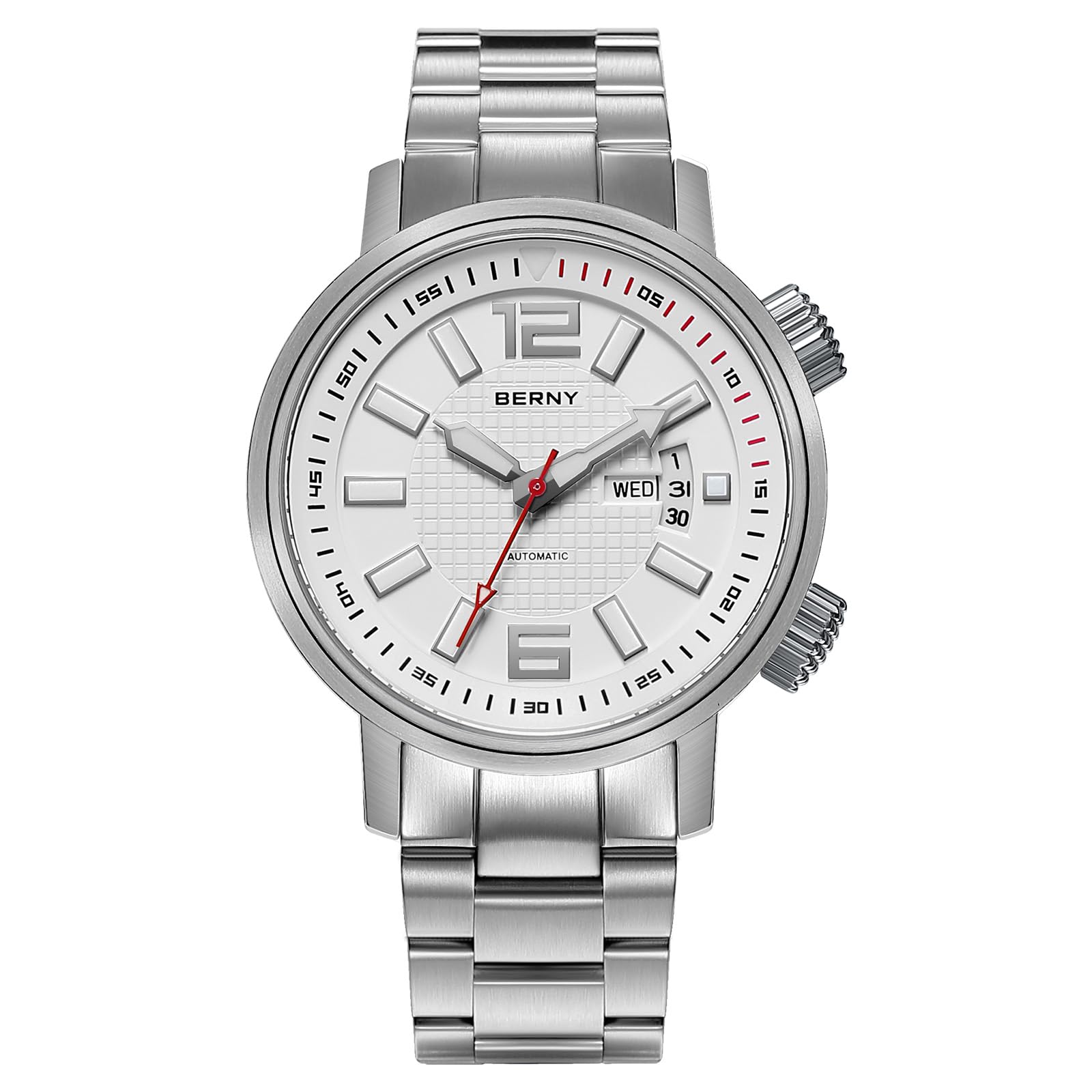 BERNY Automatic Mechanical Dive Watch for Men Self Winding Sport Stainless Steel Strap Wristwatches Waterproof 20ATM Sapphire Glass Scratch Resistant Super Luminous-No Battery Required - Image 8