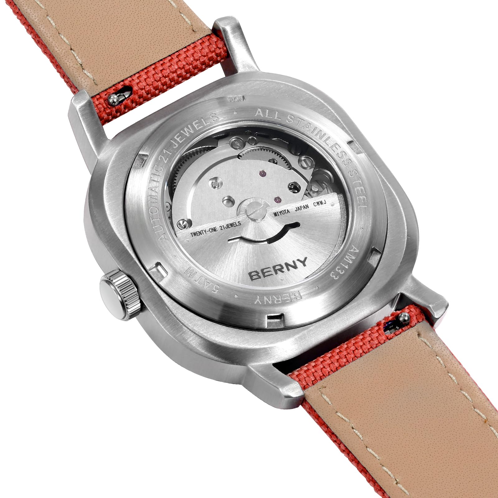 BERNY Automatic Watch for Women Waterproof Women's Wristwatch Super Luminous Mechanical Women Watch Female Analog Watches Stainless Steel Case Sapphire Crystal Date Calendar Fashion Birthday Present - Image 3