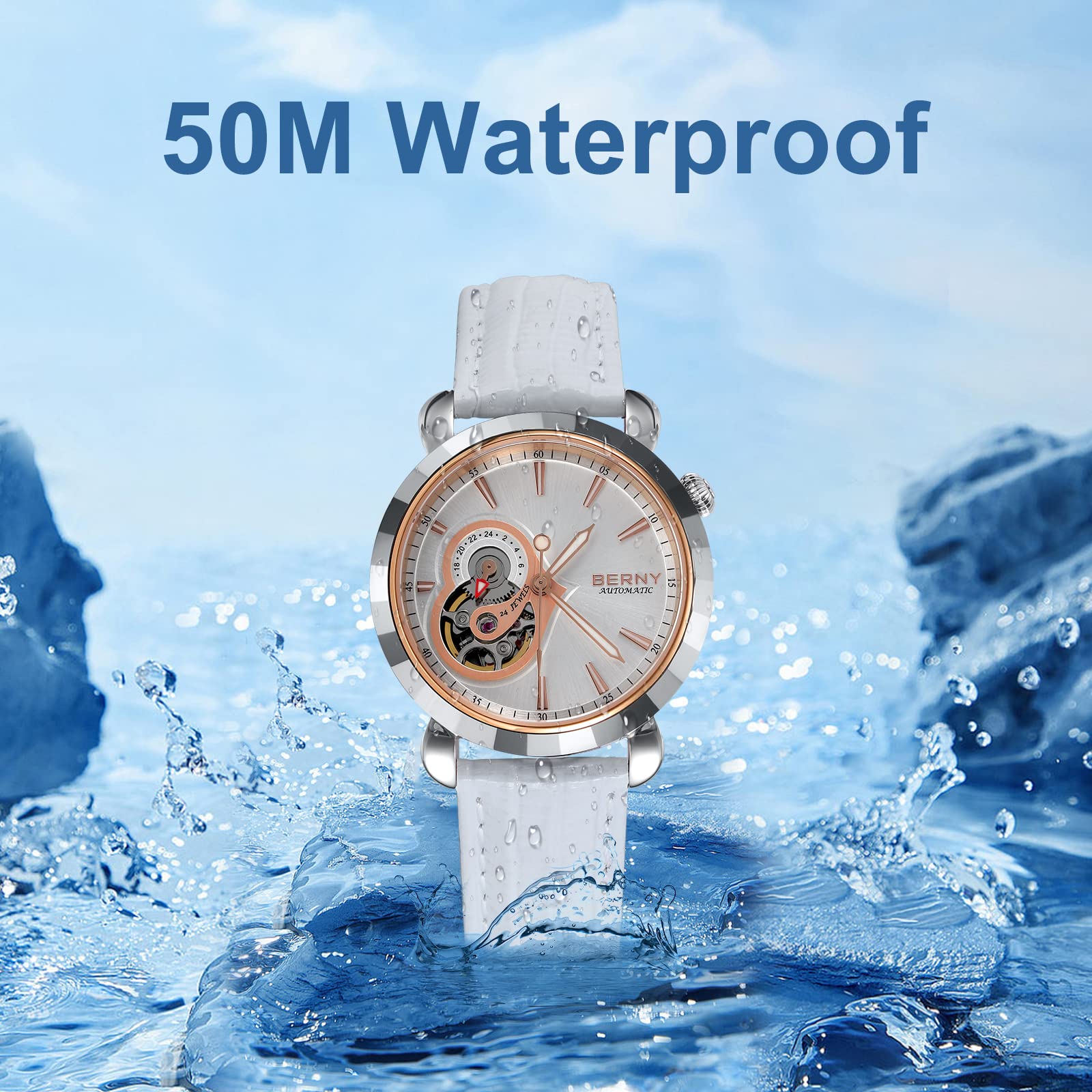 BERNY Automatic Watches for Women Skeleton Dress Watch Collection - Image 5