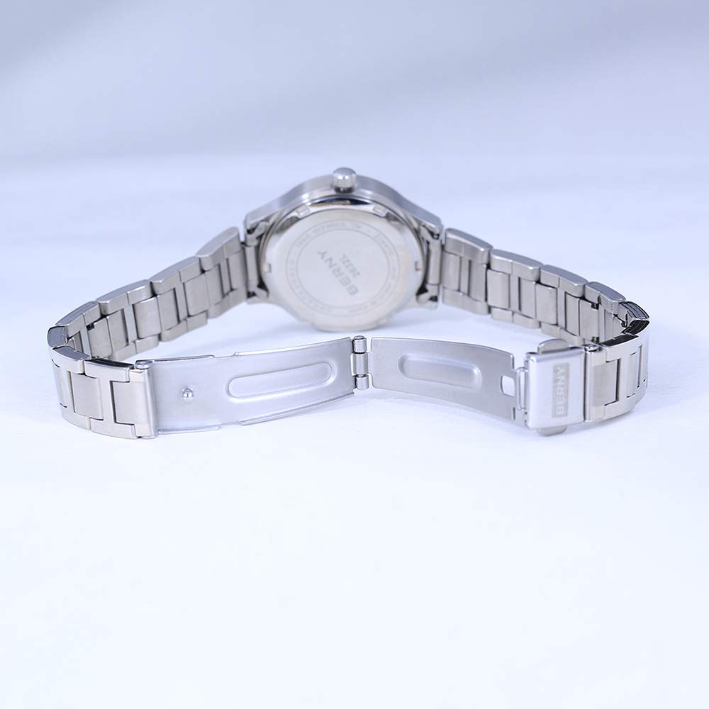 BERNY Day/Date Couple Watch for Men Women Stainless Steel Waterproof Wrist Watch - Image 4