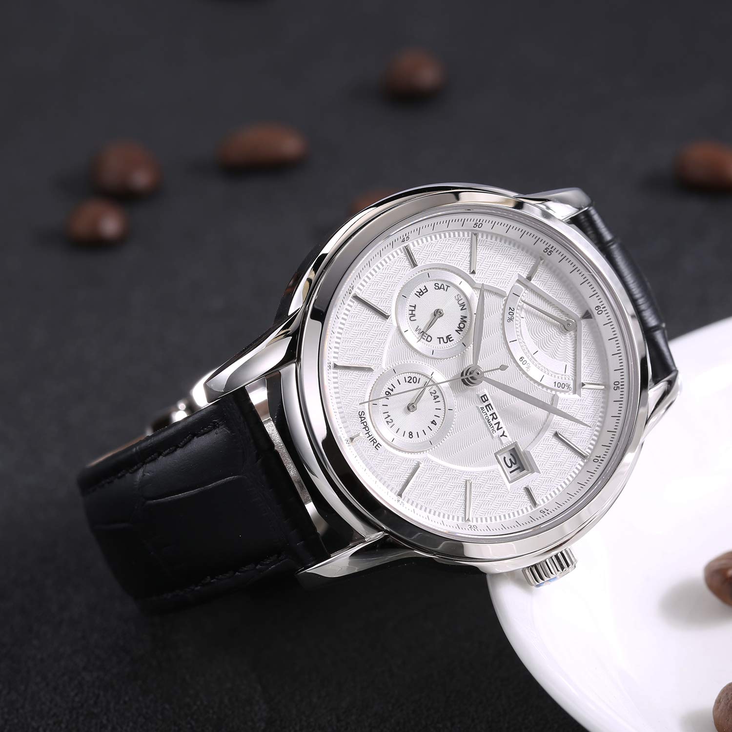 BERNY Luxury Automatic Watch for Men Power Reserve Mechanical Watch 24 Hour - Day - Date Multifunction Watch - Image 3