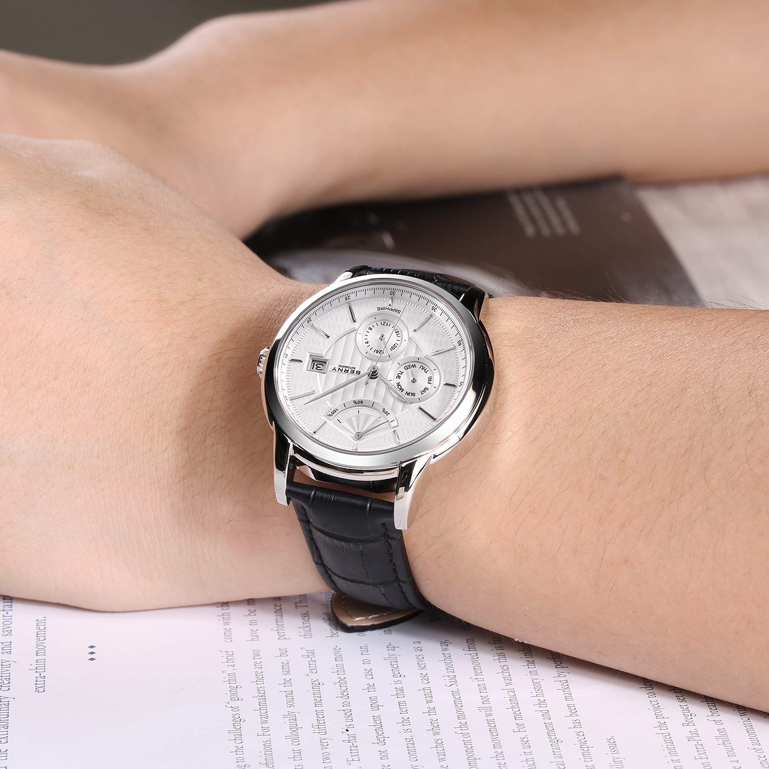 BERNY Luxury Automatic Watch for Men Power Reserve Mechanical Watch 24 Hour - Day - Date Multifunction Watch - Image 6