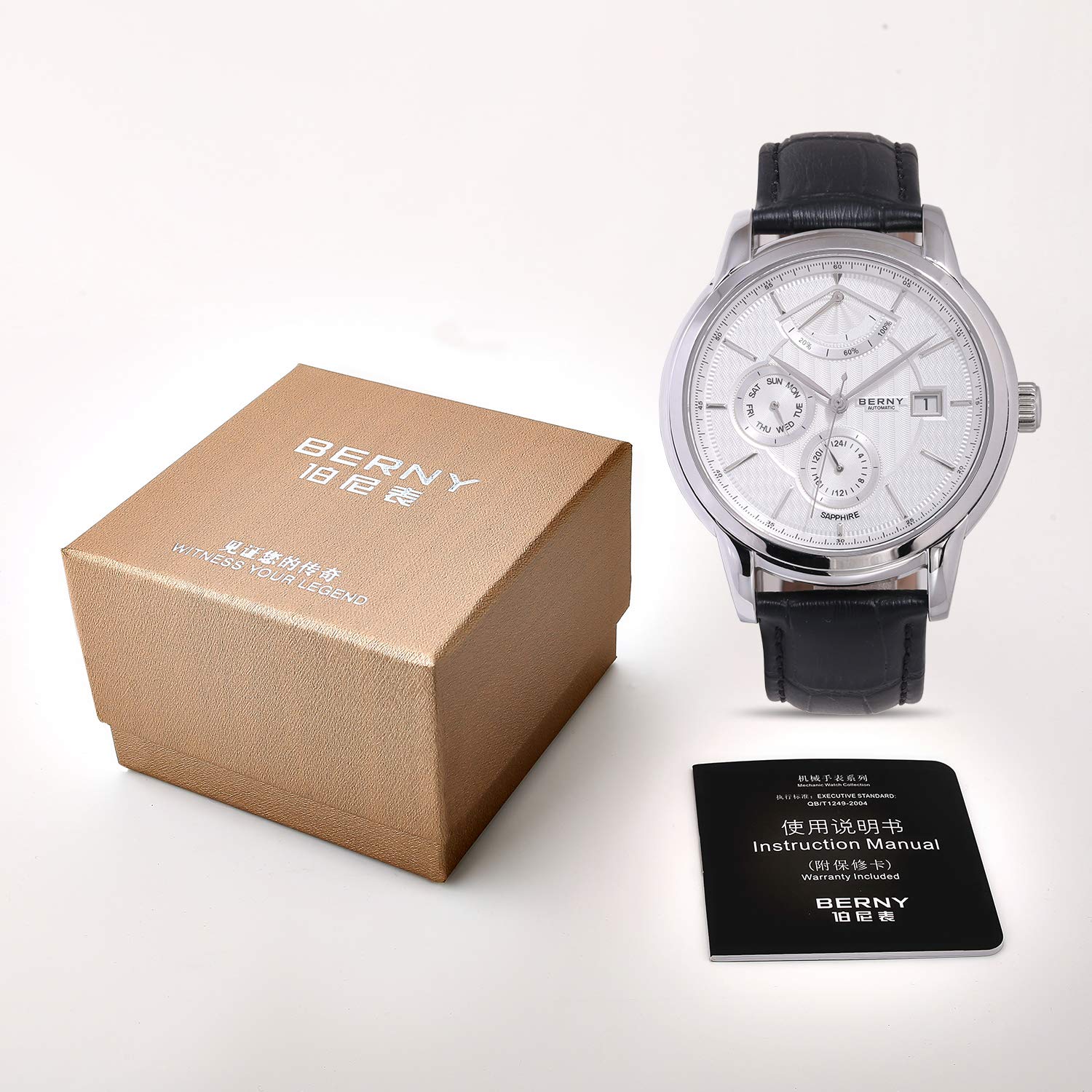 BERNY Luxury Automatic Watch for Men Power Reserve Mechanical Watch 24 Hour - Day - Date Multifunction Watch - Image 7