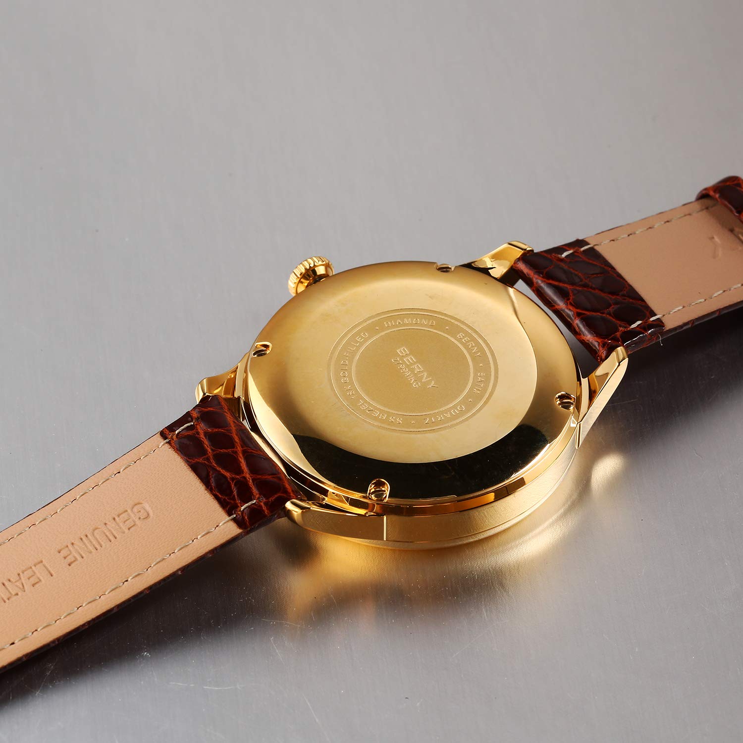 BERNY Luxury Stainless Steel Bezel with 18K Gold Overlay Mens Watch Quartz Watch - Image 3