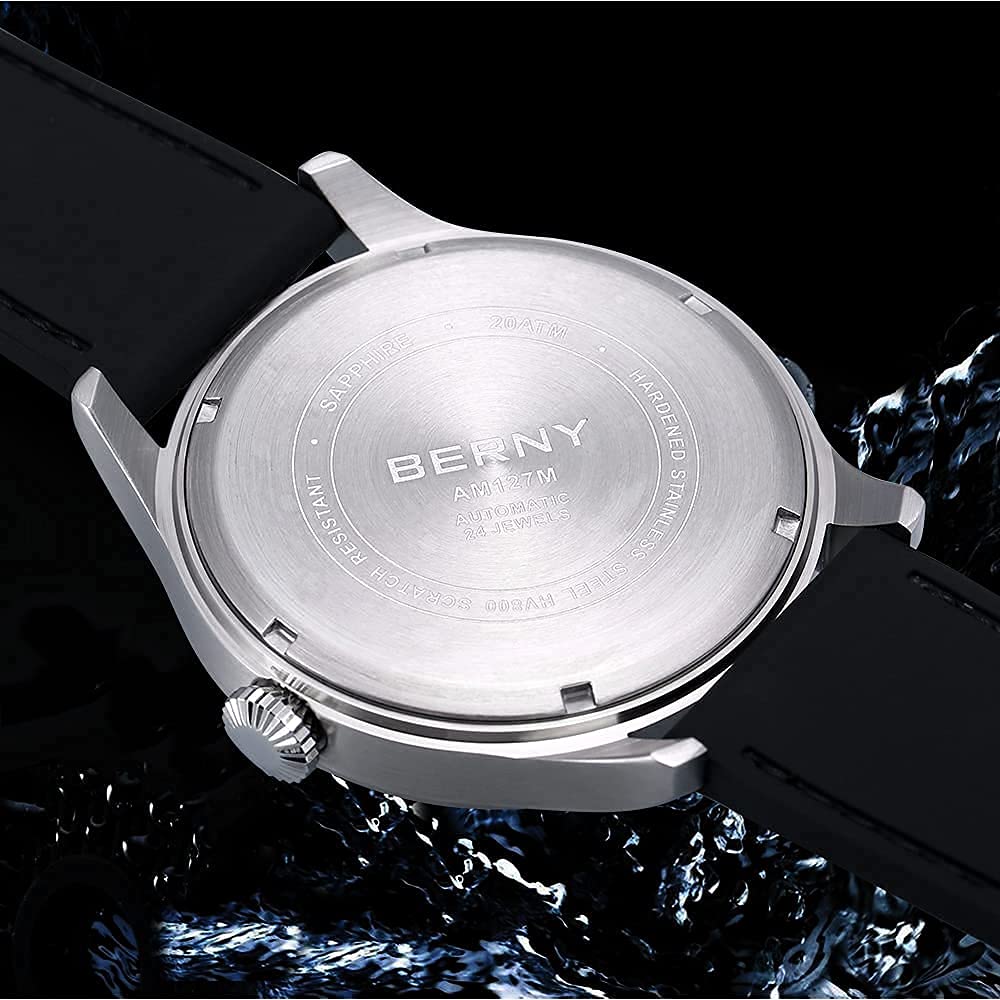 BERNY Men's Automatic Mechanical Watch Self Winding Watches Water Proof 20ATM Sapphire Glass Scratch Resistant Super Luminous with Oversize Dial（No Battery Required - Image 6