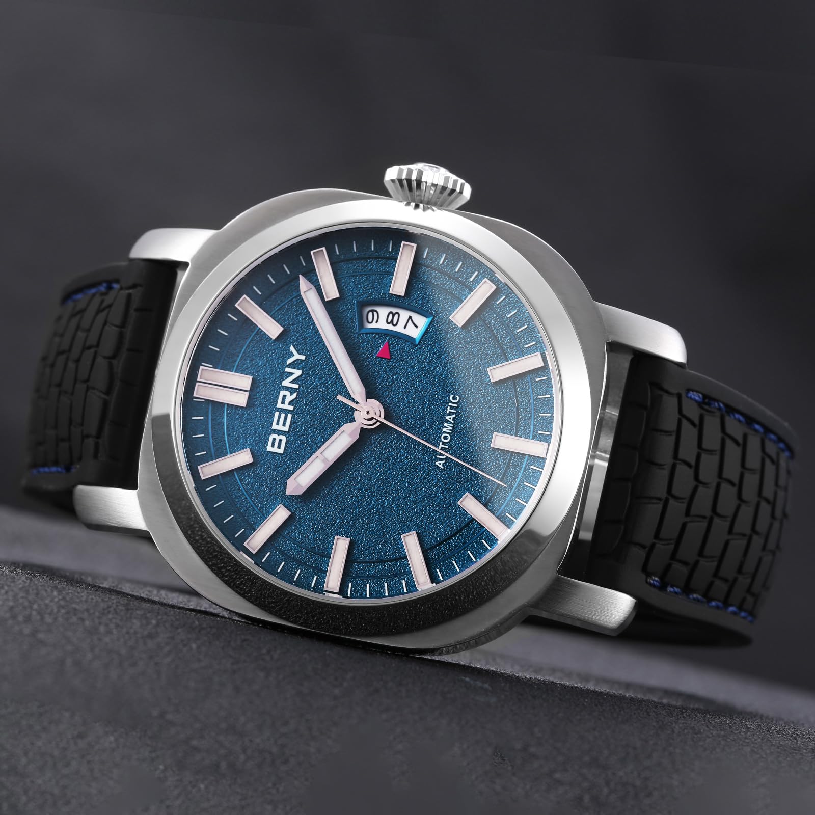 BERNY Men's Japanese Automatic Mechanical Watch, Self Winding Watches, Water Proof 10ATM, Sapphire Glass Scratch Resistant, Super Luminous with Date(No Battery Required) - Image 8