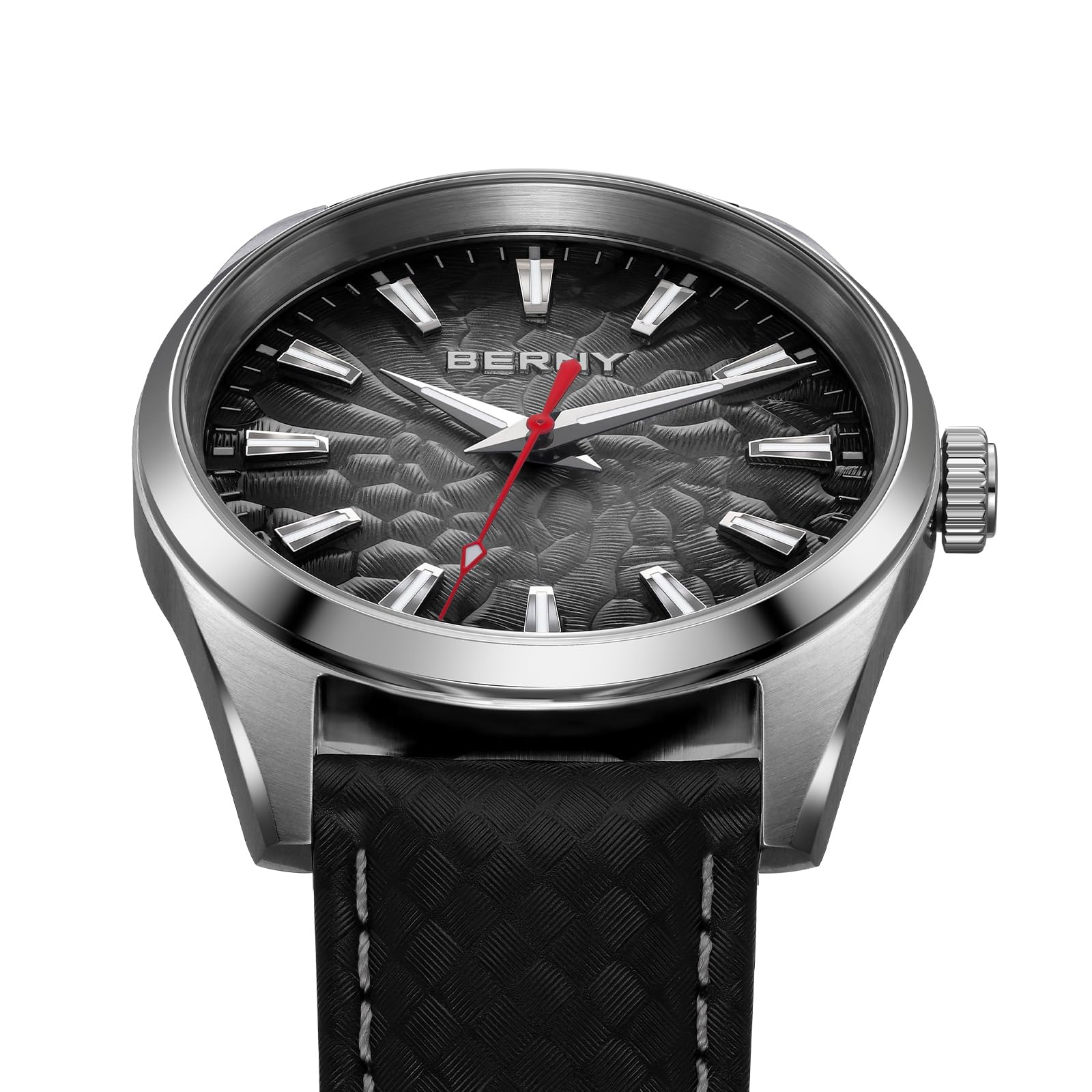 BERNY Men's Quartz Watch - Volcanic-Inspired Design, Japanese Movement, 10ATM Waterproof Dress Wristwatch, AR Coating Sapphire Crystal Super Luminous - Image 3