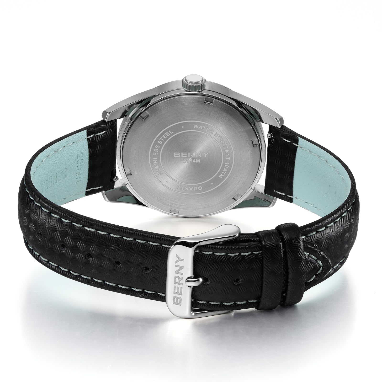 BERNY Men's Quartz Watch - Volcanic-Inspired Design, Japanese Movement, 10ATM Waterproof Dress Wristwatch, AR Coating Sapphire Crystal Super Luminous - Image 4