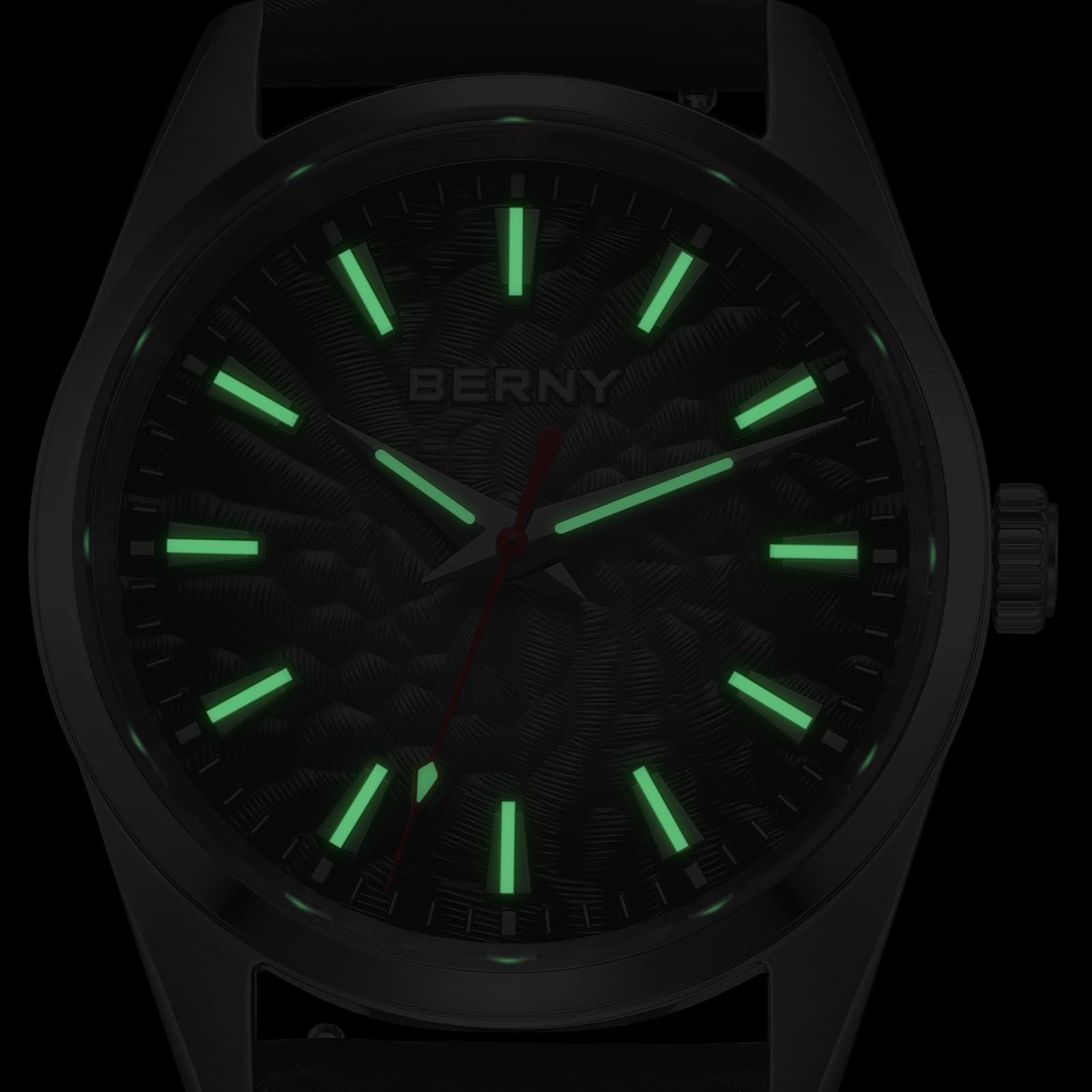 BERNY Men's Quartz Watch - Volcanic-Inspired Design, Japanese Movement, 10ATM Waterproof Dress Wristwatch, AR Coating Sapphire Crystal Super Luminous - Image 5