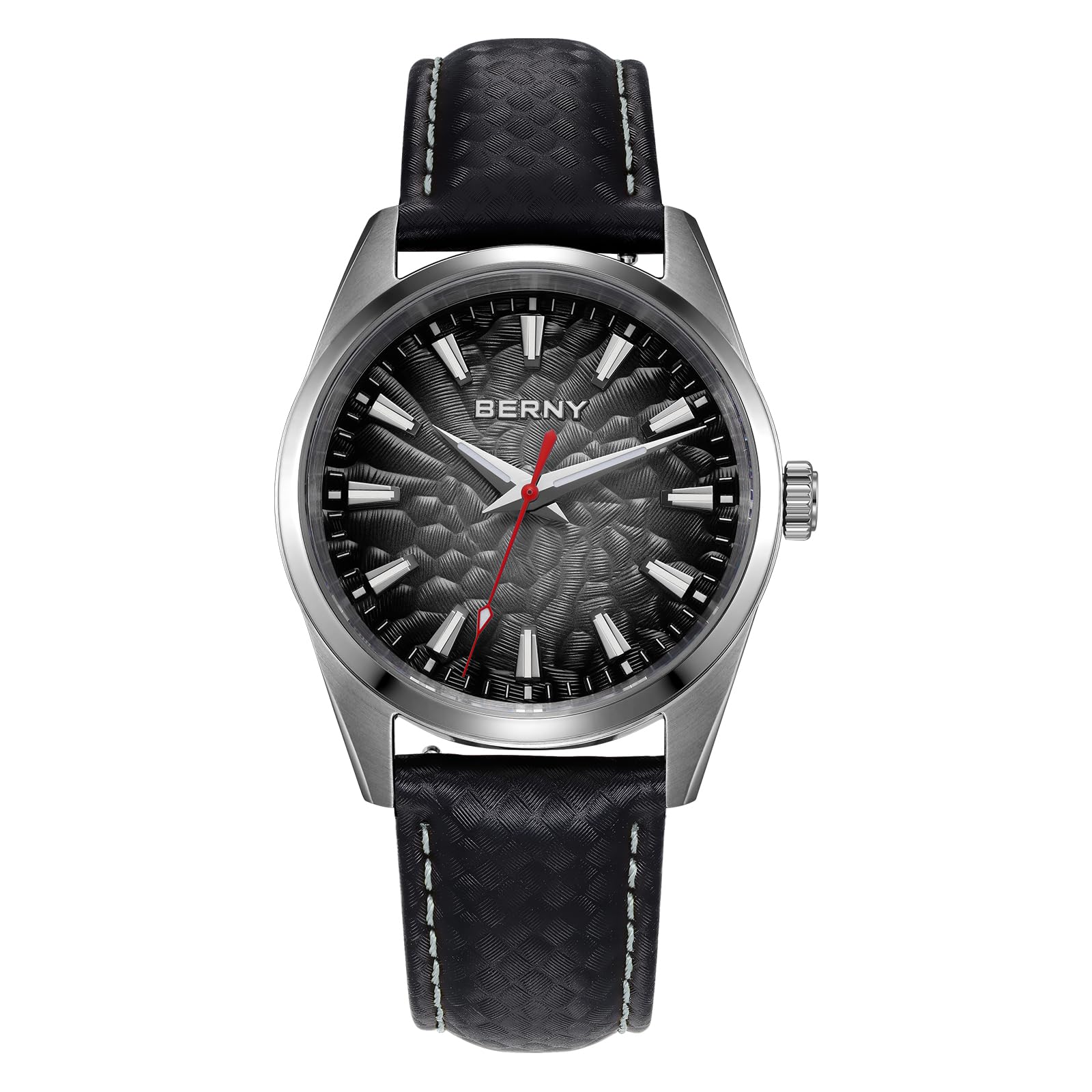 BERNY Men's Quartz Watch - Volcanic-Inspired Design, Japanese Movement, 10ATM Waterproof Dress Wristwatch, AR Coating Sapphire Crystal Super Luminous - Image 9