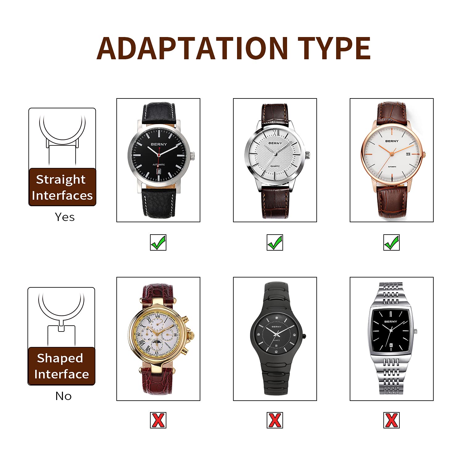 BERNY Quick Release Leather Watch Bands Men's Women's Watch Bands Top Genuine Leather Watch Strap for Men Women - 16mm 18mm 20mm 22mm 24mm, Black Brown - Image 5