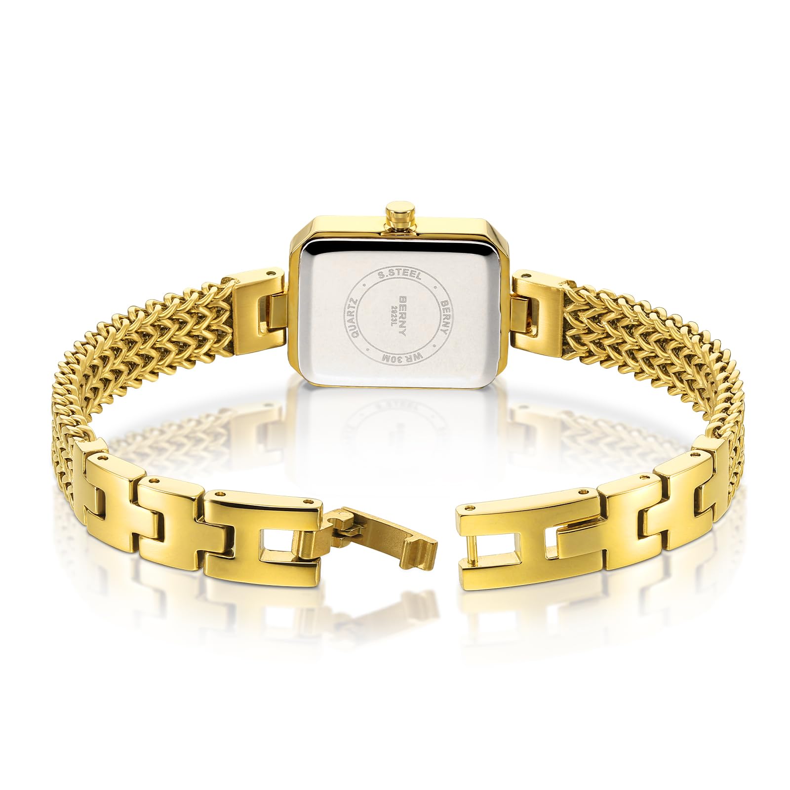 BERNY Silver Watches for Women Dainty Quartz Bracelet Watch Ladies Wrist Watch and Bracelet Set Coloured Stones Accented Fashion Luxury Birthday Gifts for Women - Image 3