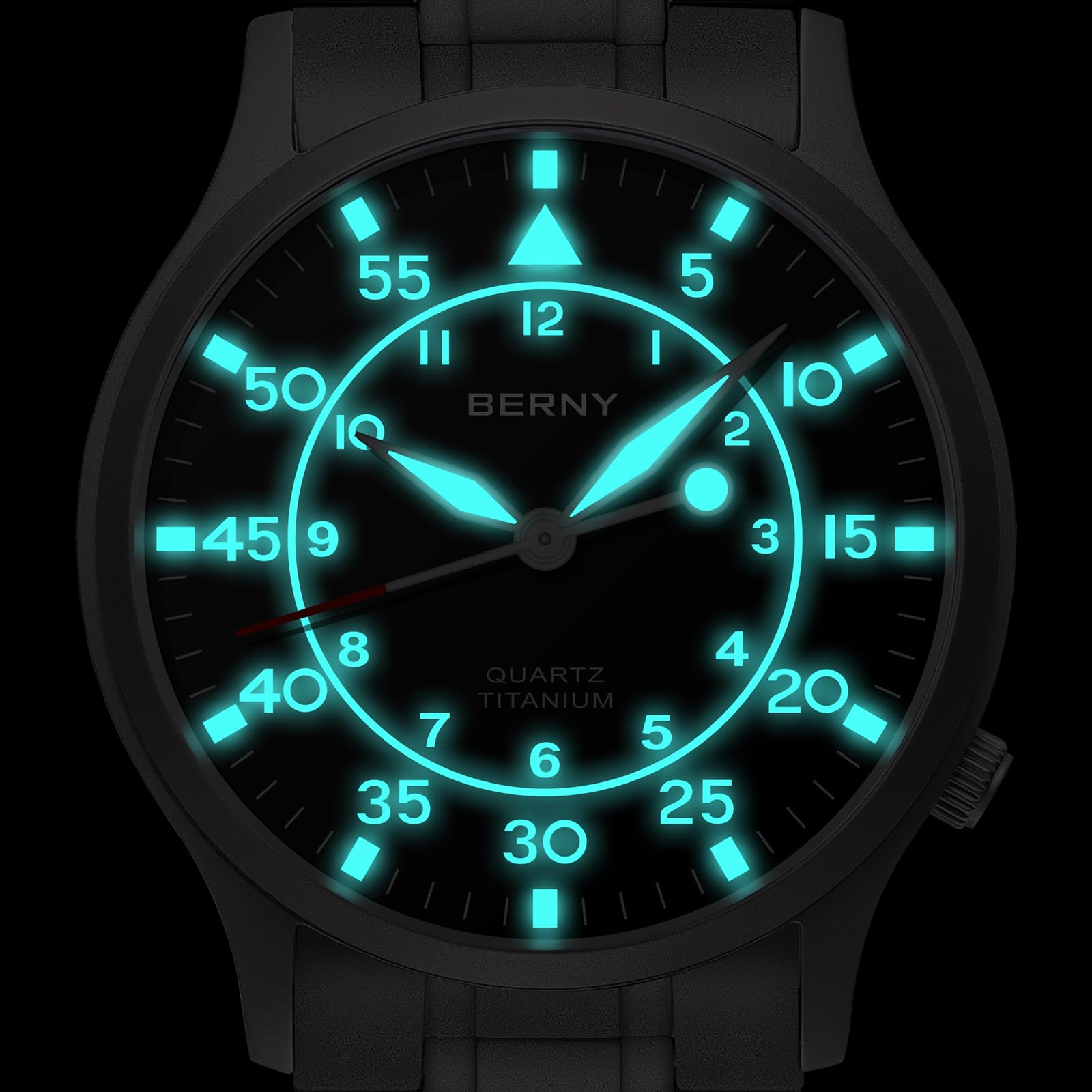 BERNY Titanium Watches for Men Japanese Sweep Second Quartz Movement 5ATM Waterproof Men's Field Wrist Watch Military Wristwatch with Luminous Analog Sport Watches - Image 5
