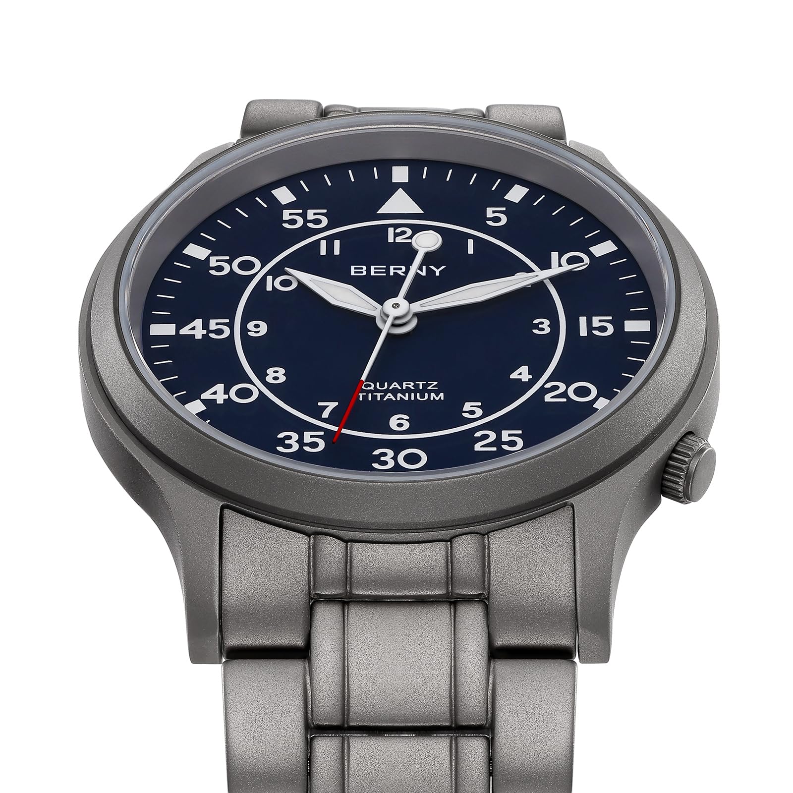 BERNY Titanium Watches for Men Japanese Sweep Second Quartz Movement 5ATM Waterproof Men's Field Wrist Watch Military Wristwatch with Luminous Analog Sport Watches - Image 8