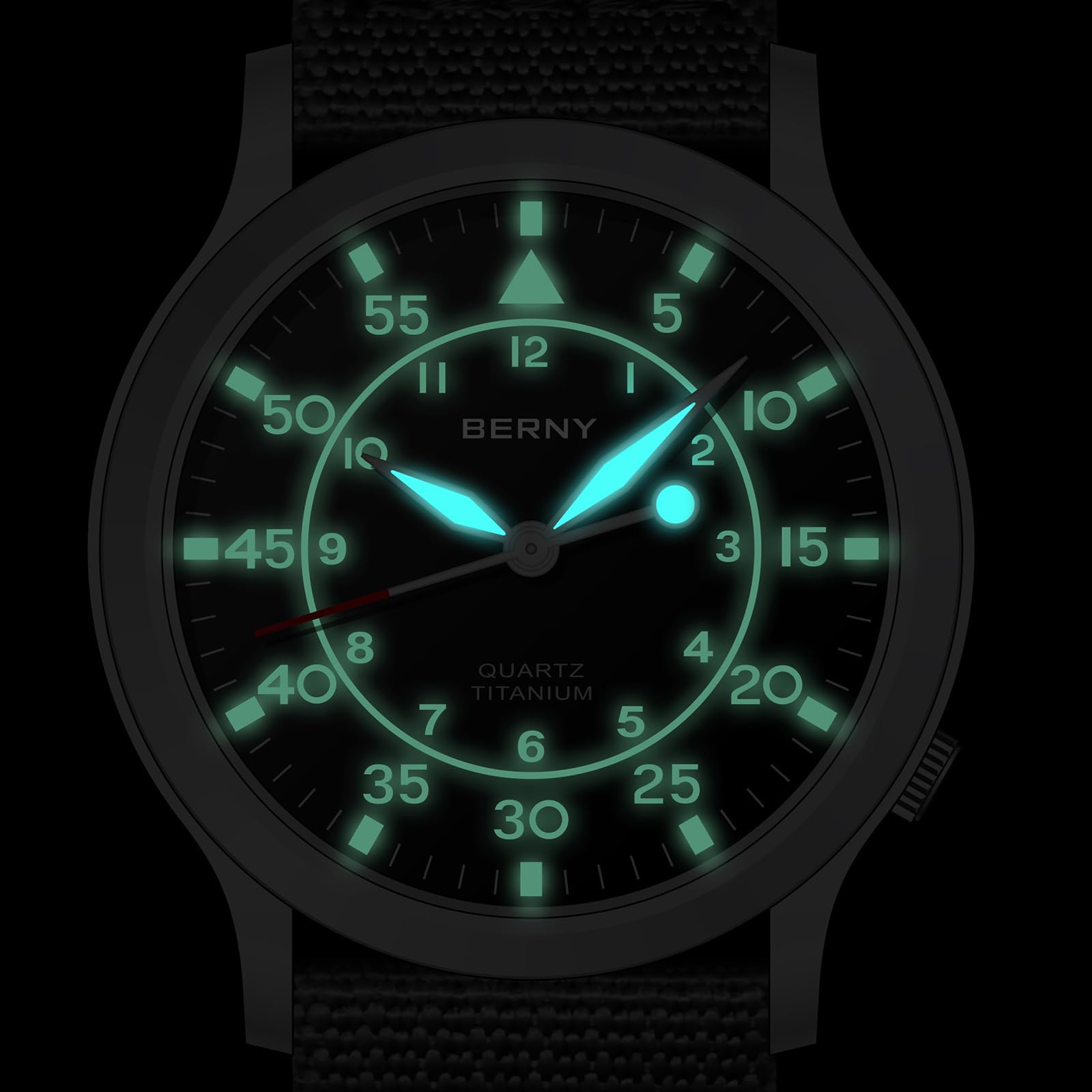 BERNY Titanium Watches for Men Japanese Sweep Second Quartz Movement 5ATM Waterproof Men's Field Wrist Watch Military Wristwatch with Luminous Analog Sport Watches - Image 5