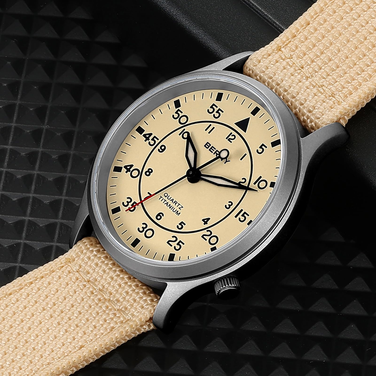 BERNY Titanium Watches for Men Japanese Sweep Second Quartz Movement 5ATM Waterproof Men's Field Wrist Watch Military Wristwatch with Luminous Analog Sport Watches - Image 7