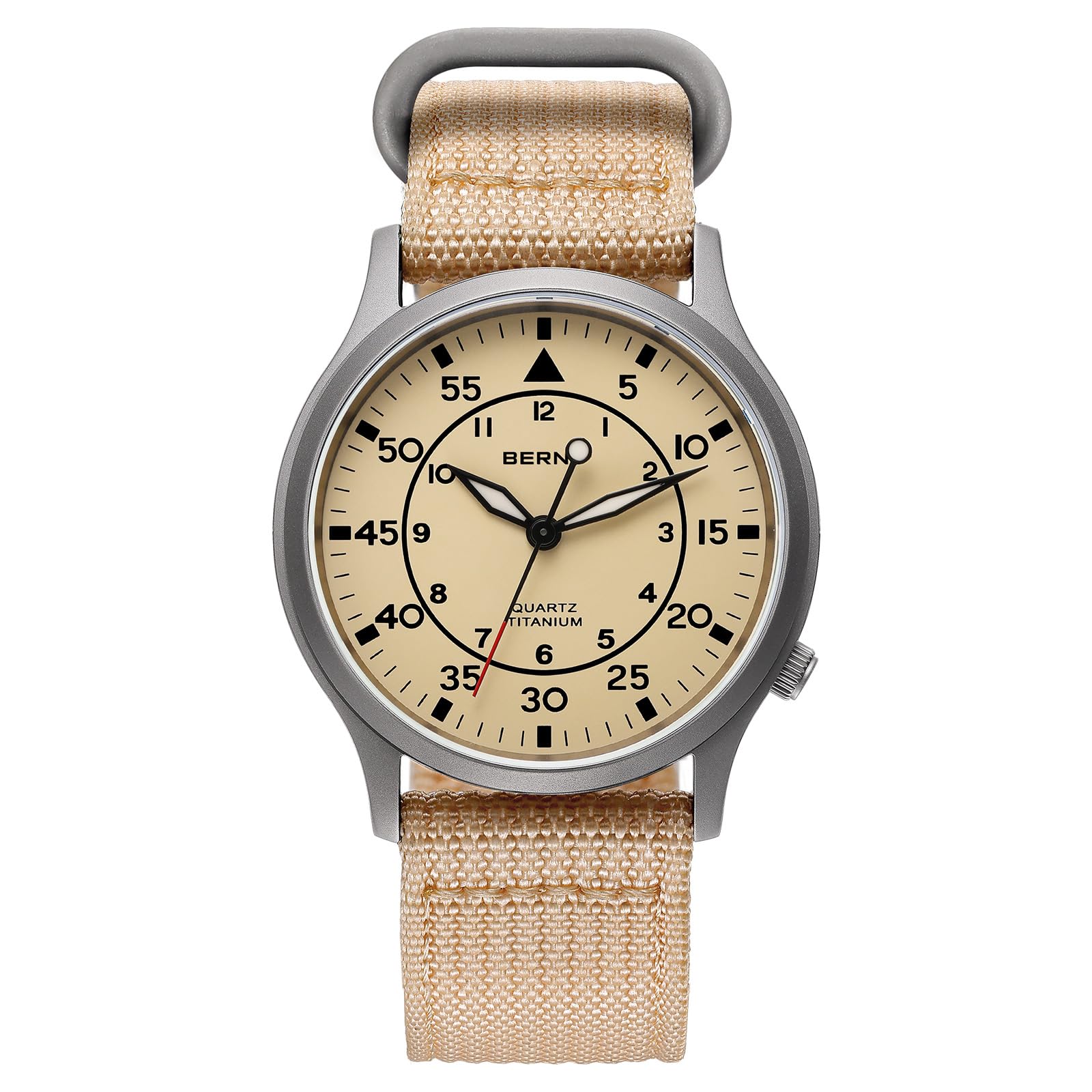 BERNY Titanium Watches for Men Japanese Sweep Second Quartz Movement 5ATM Waterproof Men's Field Wrist Watch Military Wristwatch with Luminous Analog Sport Watches - Image 8