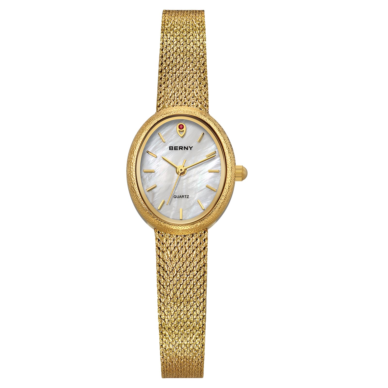 BERNY Vintage Gold Watches for Women, Elegant Oval Women's Wrist Watch, Small Ladies Analog Quartz Watches, 3ATM Waterproof All Stainless Steel Luxury Birthday Present - Image 9
