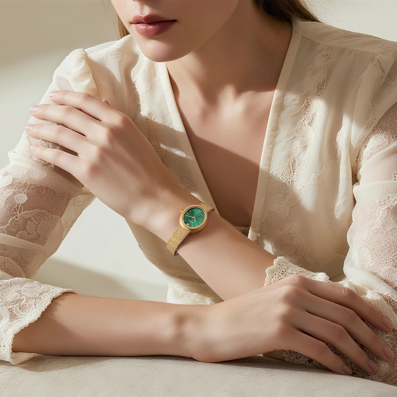 BERNY Vintage Gold Watches for Women, Elegant Oval Women's Wrist Watch, Small Ladies Analog Quartz Watches, 3ATM Waterproof All Stainless Steel Luxury Birthday Present-Sunray Dial - Image 7