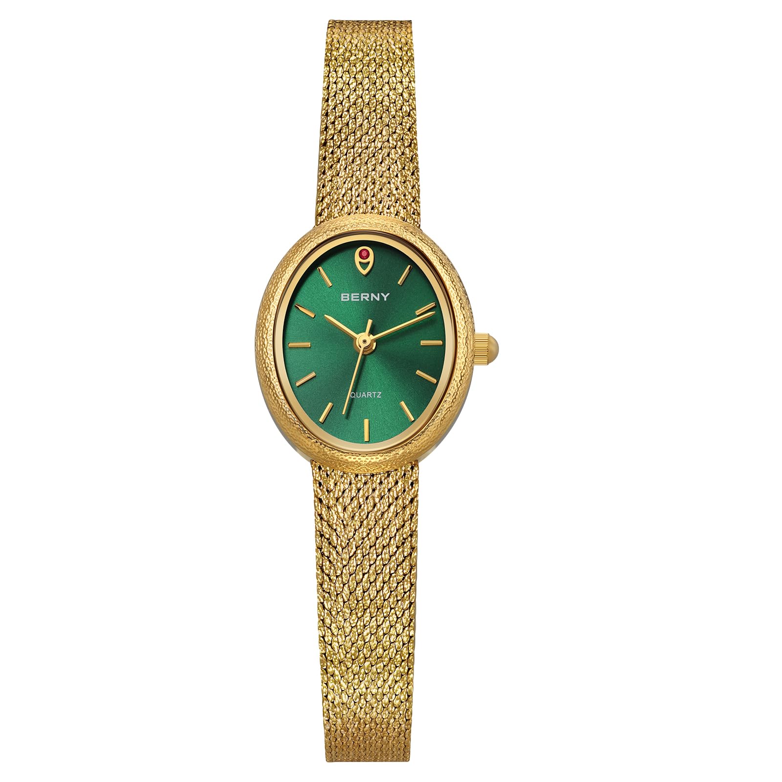 BERNY Vintage Gold Watches for Women, Elegant Oval Women's Wrist Watch, Small Ladies Analog Quartz Watches, 3ATM Waterproof All Stainless Steel Luxury Birthday Present-Sunray Dial - Image 9