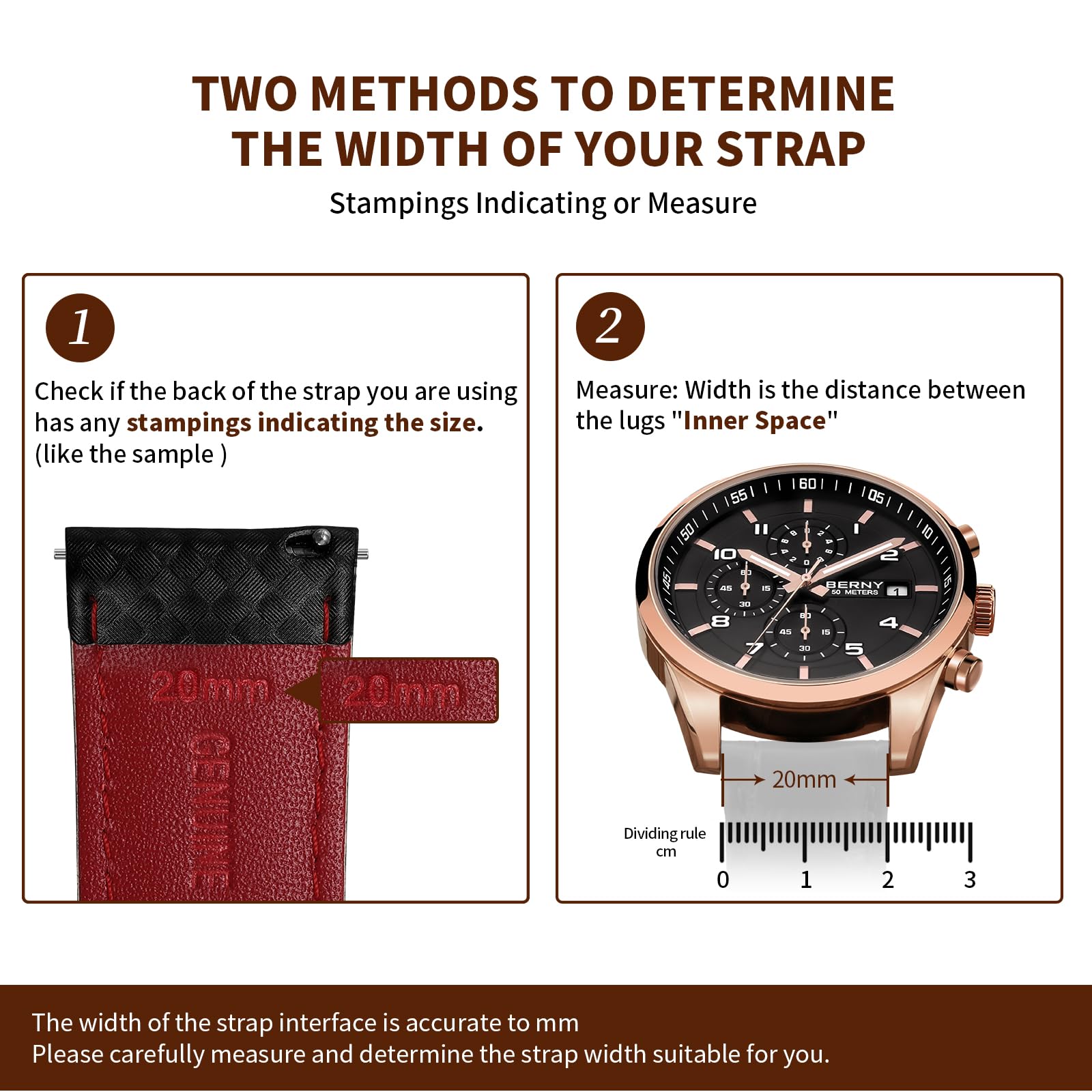 BERNY Watch Band Quick Release Genuine Leather Watch Strap Fashionable Grid Pattern Watch Bracelet Soft Leather Watchbands for Men And Women-20mm,22mm - Image 6