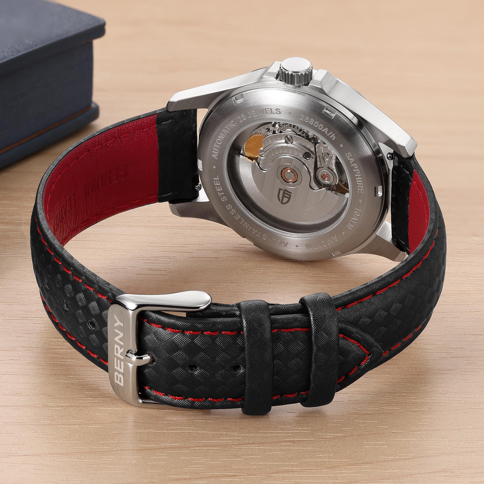 BERNY Watch Band Quick Release Genuine Leather Watch Strap Fashionable Grid Pattern Watch Bracelet Soft Leather Watchbands for Men And Women-20mm,22mm - Image 8